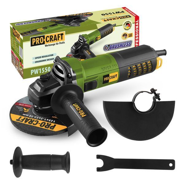 Кутова шліфувальна машина безщіткова Procraft PW1550 125 мм 015502 фото