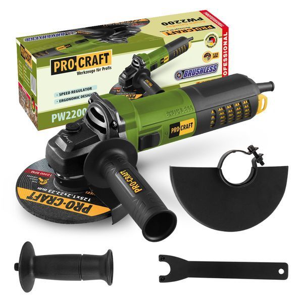 Кутова шліфувальна машина безщіткова Procraft PW2200 125 мм 022002 фото