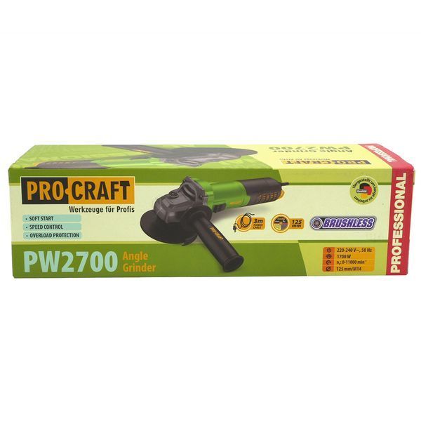 Кутова шліфувальна машина безщіткова Procraft PW2700 125 мм 027001 фото
